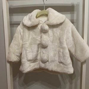 White faux fur baby girl dress coat